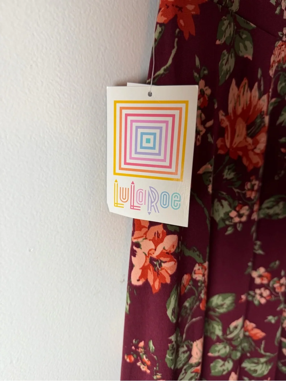 LuLaRoe Azure Burgundy Floral A-Line Skirt